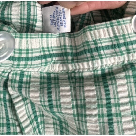 Vintage 90s Kelly's Kids Boys 5 Green White Shortall Romper Seersucker Holiday - Picture 6 of 6